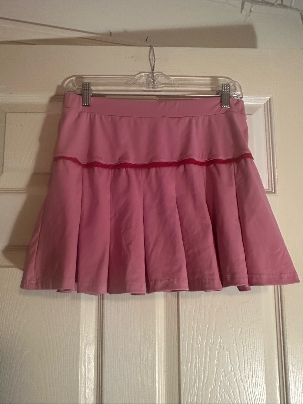 TCEC Pink Pleated Skater Skirt with Ruffle Trim